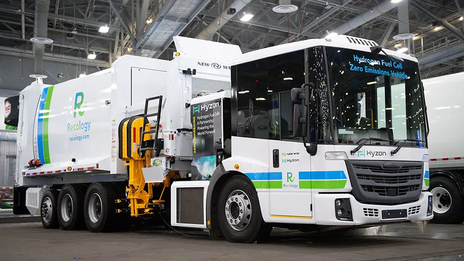 photo of hydrogen fuel cell operated refuse truck
