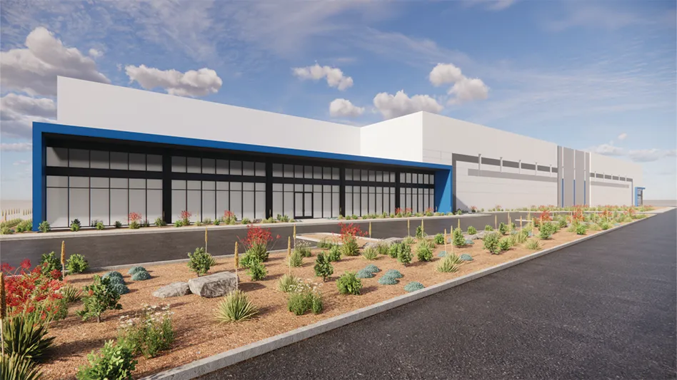 A rendering of the new Blue Polymers plastic recycling facility in Buckeye, Arizona.