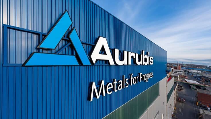 Aurubis logo on building
