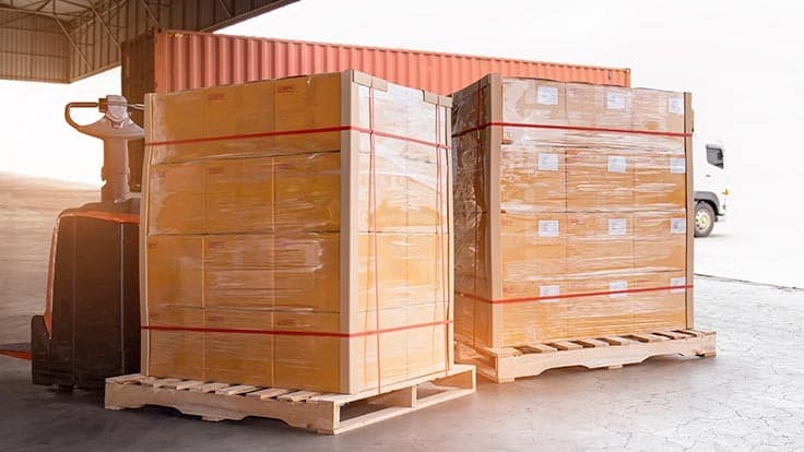 Pallets wrapped in stretch film