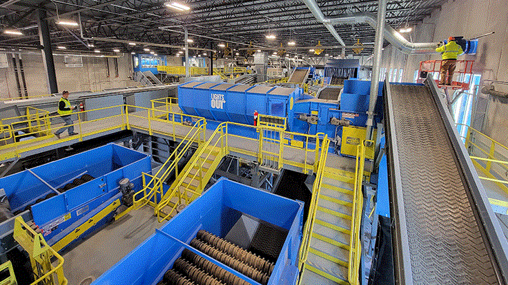 The Metro Waste Authority material recovery facility features CP Group systems. It includes CP Glass Breakers, Lightsout Air Drum Separator and screens and optical sorters.