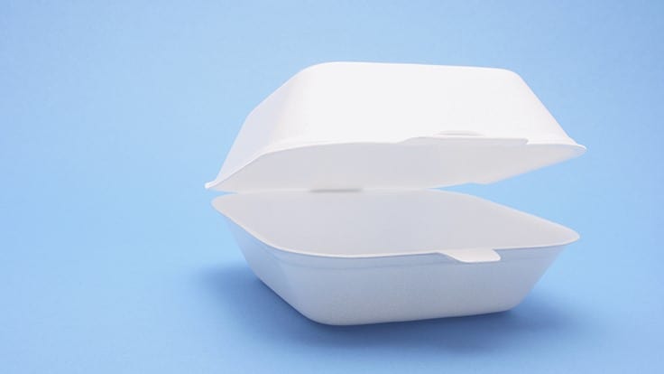 Polystyrene clamshell container