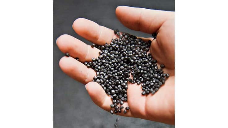 handful of black plastic pellets