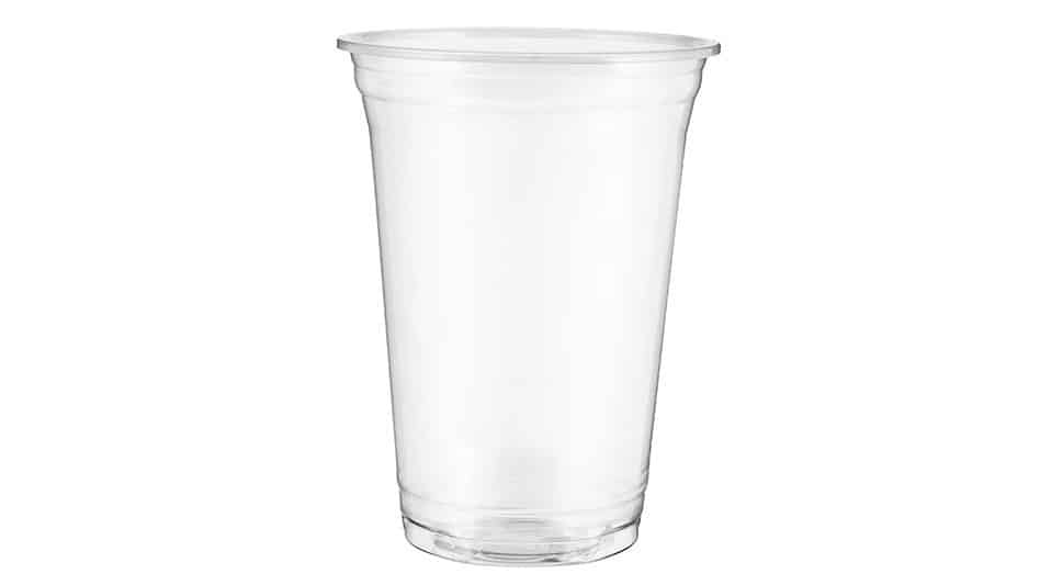 clear plastic cup on white background