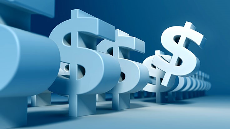 Dollar signs blue background