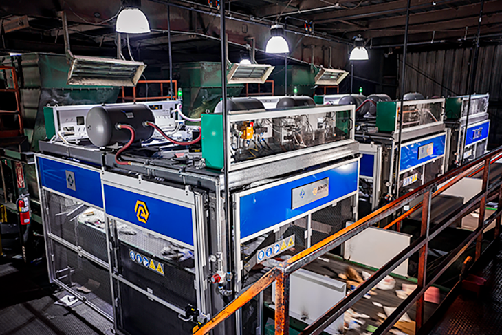 three robotic sorters lined up