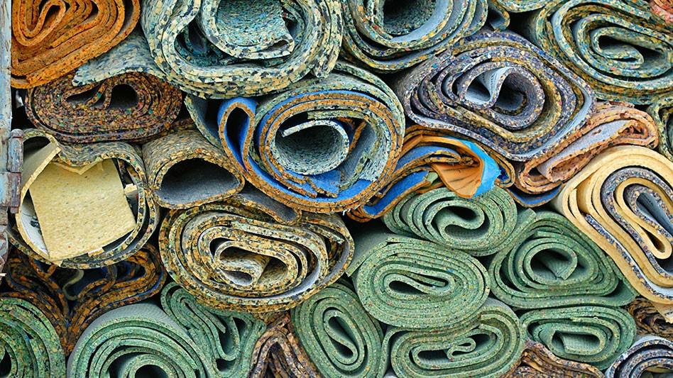 old rolls of carpet