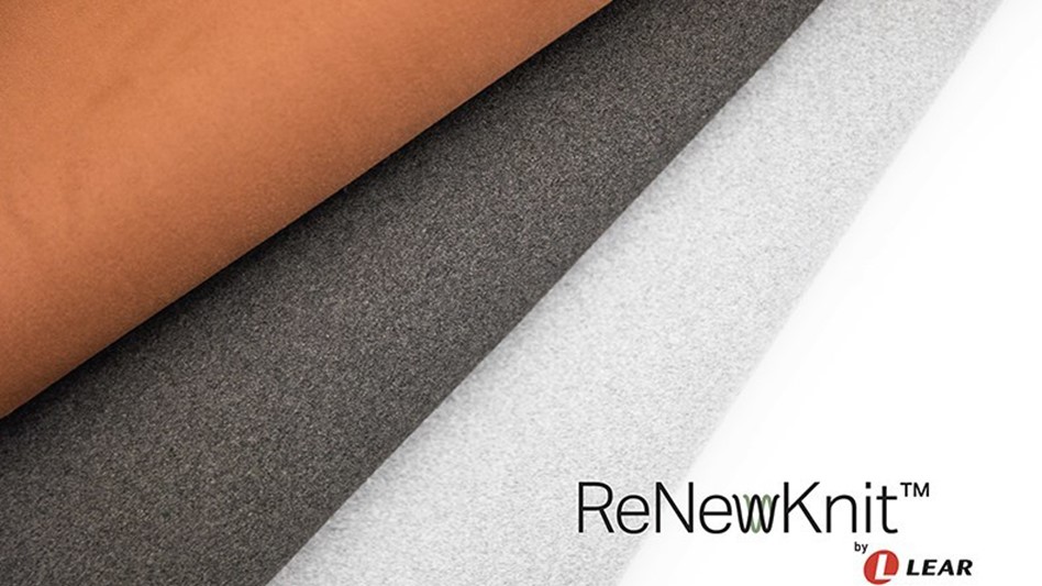 Lear Corp. ReNewKnit suede-like material for automotive interiors made from recycled plastic bottles
