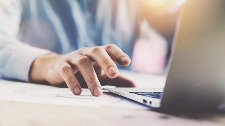 Working on a computer