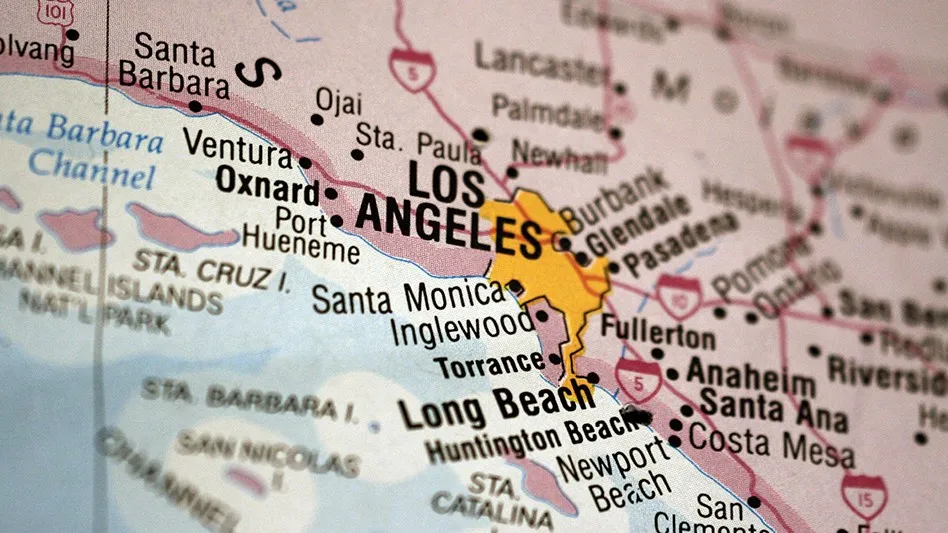 Map of California specifically the Los Angeles area
