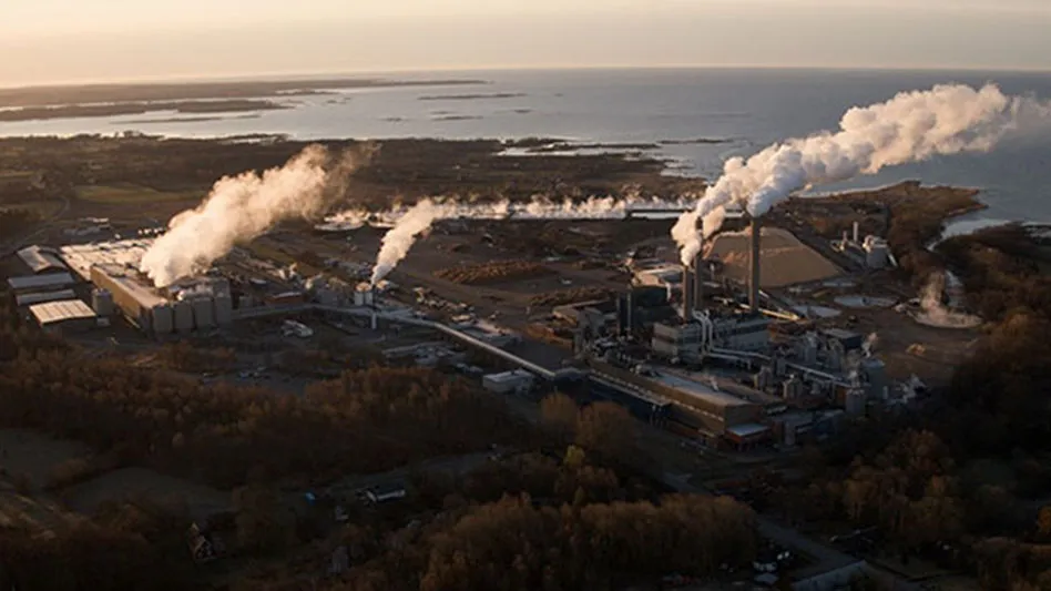 An overhead view of Stora Enso's Nymolla, Sweden, paper mill