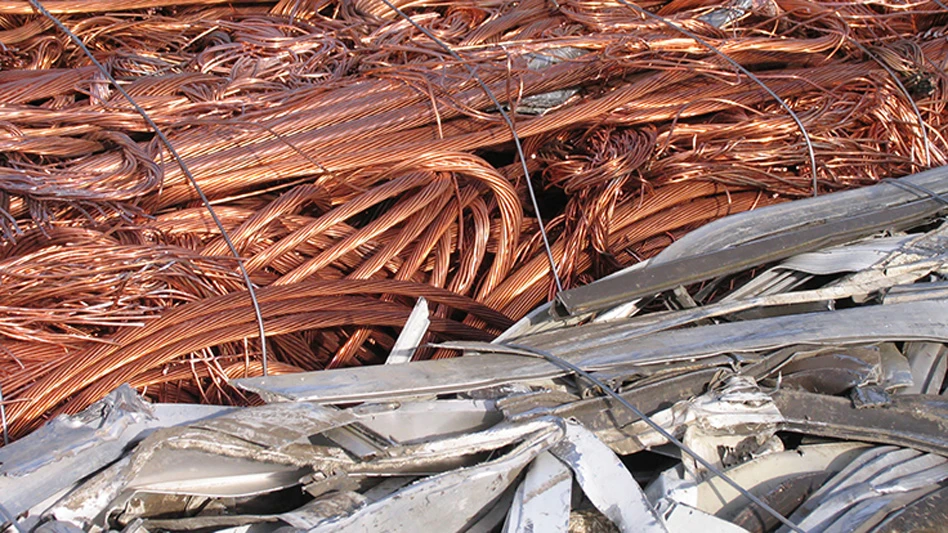 bale of copper next to bale of aluminum