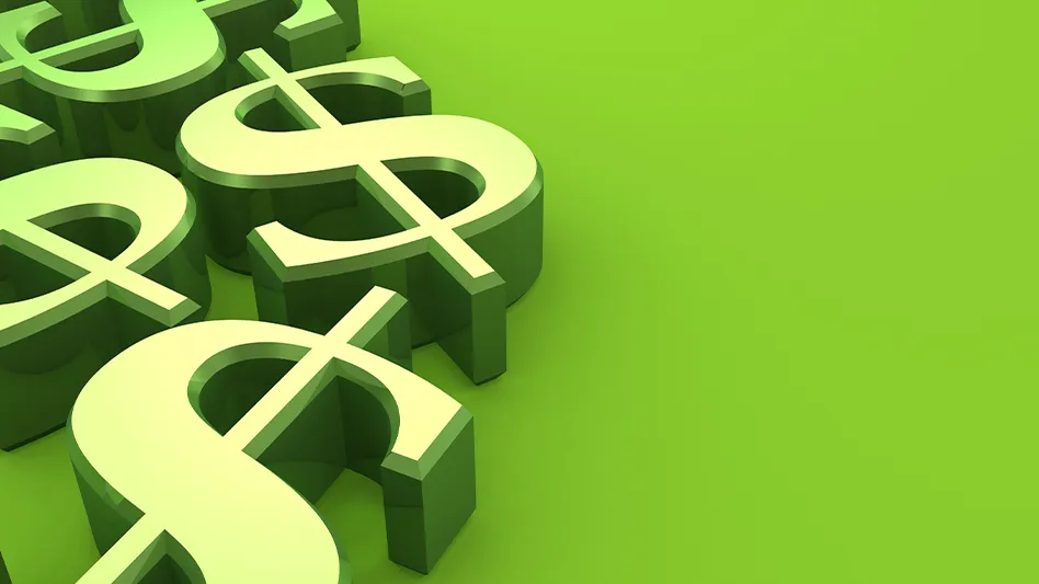 Green dollar signs on the left side of a green background