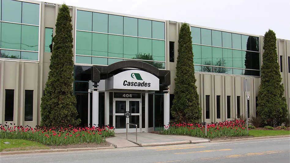 front of cascades' head office in kingsey falls, quebec