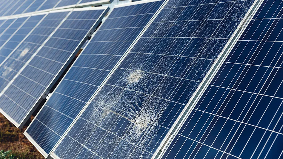 broken solar panels