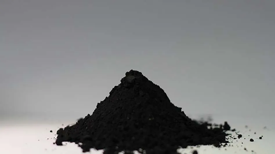 a pile of black mass from lithium-ion battery recycling