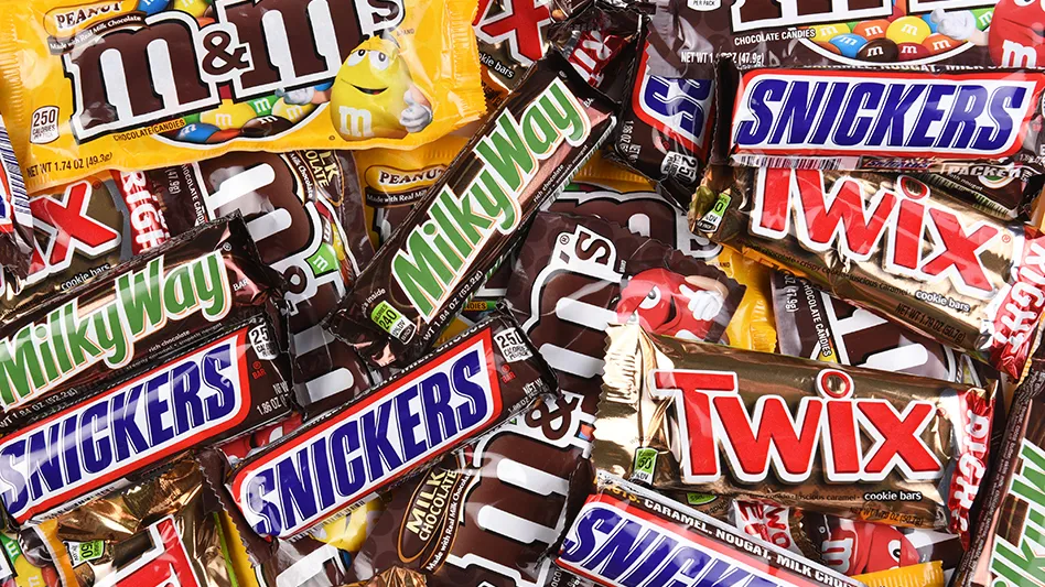 name-brand candy in a pile