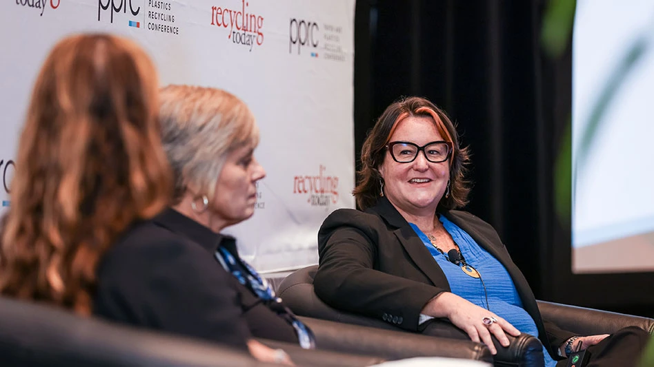 From left, Recycling Today's DeAnne Toto, Lori Carson of Phoenix Technologies International and Hannah Martinez of Indorama Ventures PCL