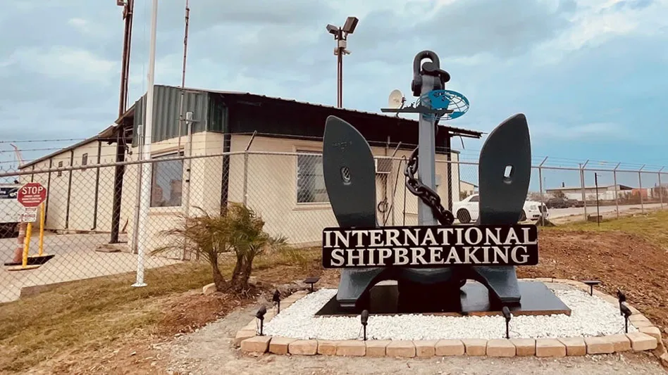 the sign at the entrace of International Shipbreaking LLC