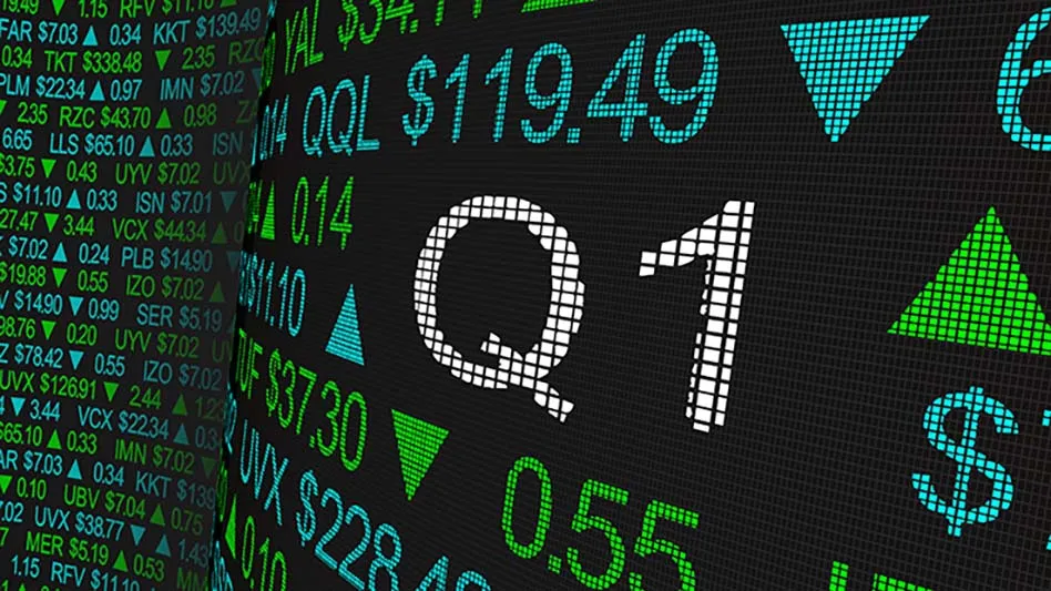 stock ticker with Q1 displayed