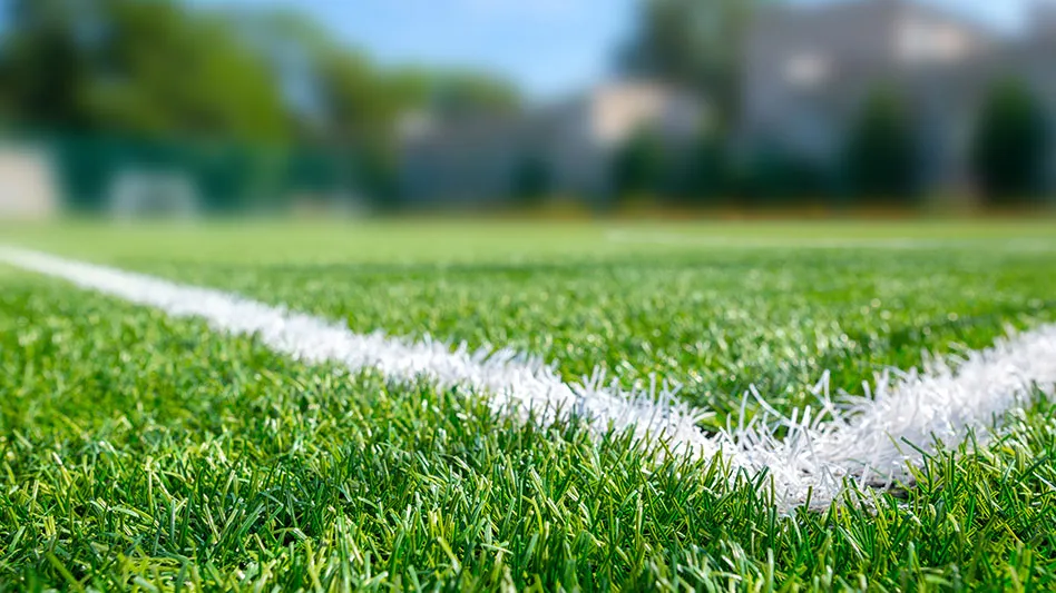 close up of a synthetic turf field