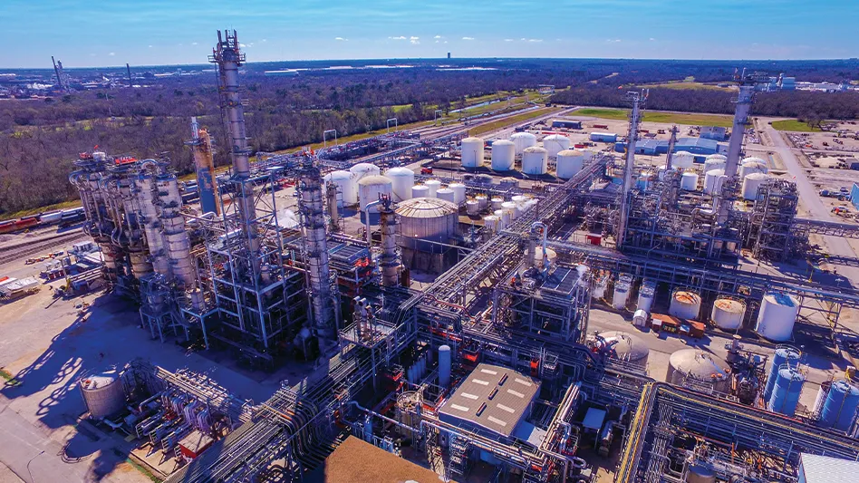 An overhead view of LyondellBasell's Bayport, Texas, ethylene oxide and derivatives facility, which has been purchased by Ineos Oxide.