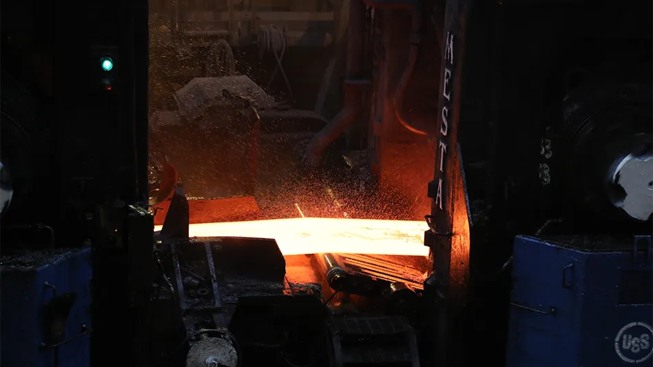 a slab of hot steel