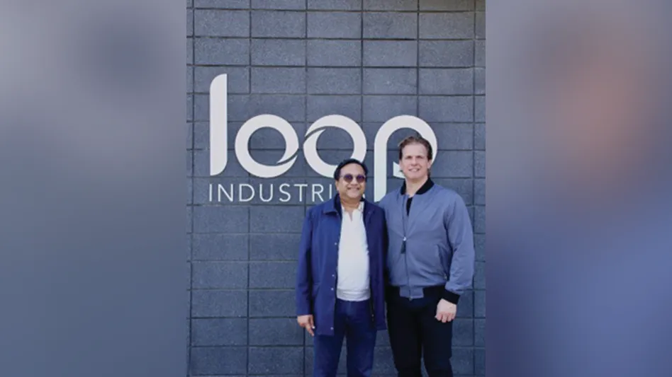 Arvind Singhania, chairman and CEO of Ester Industries Ltd. and Daniel Solomita, founder and CEO of Loop Industries Inc. at Loop's head office in Terrebonne, Quebec.