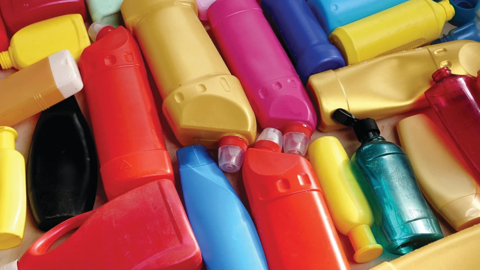 A pile of multicolored plastic bottles.