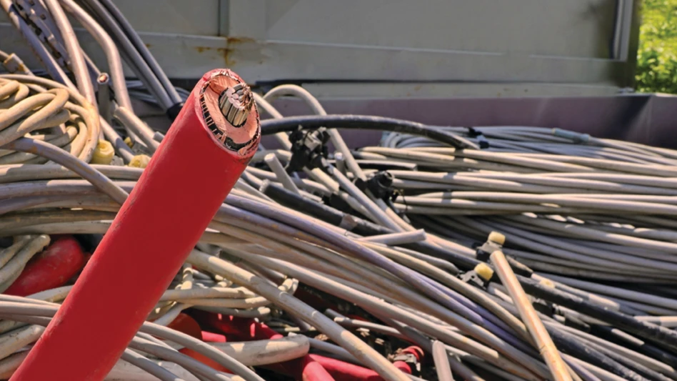 A closeup of wire that has been chopped.