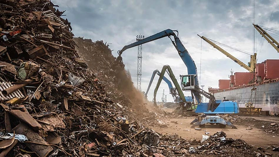 scrap metal stacked up for transshipment
