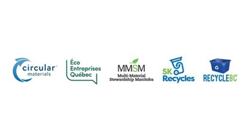 Circular Materials, Éco Entreprises Québec, Multi-Material Stewardship Manitoba, SK Recycles and Recycle BC company logos.