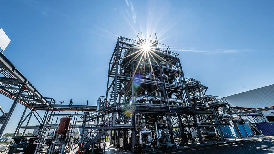 The outside of a chemical recycling facility.
