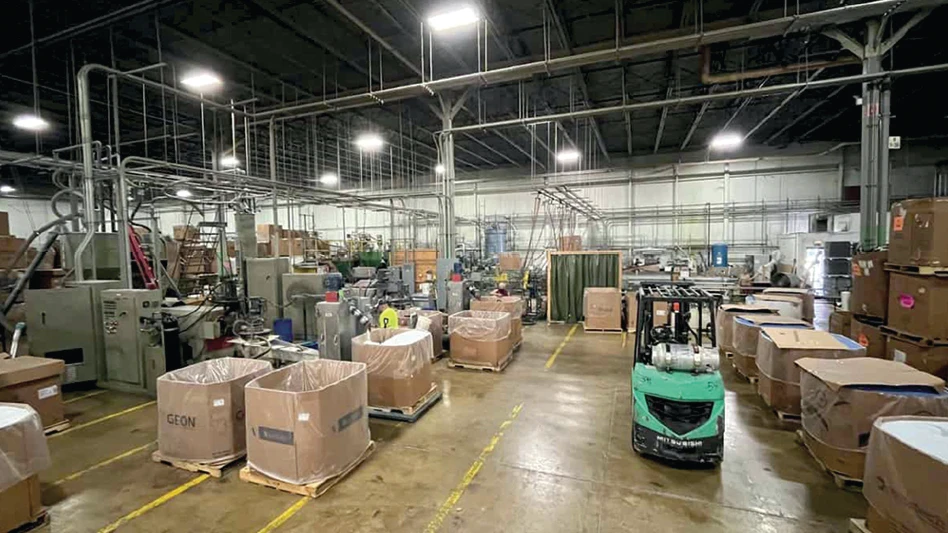 The inside of a plastics recycling facility.