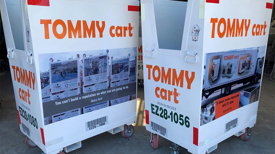 two white steel waste collection carts