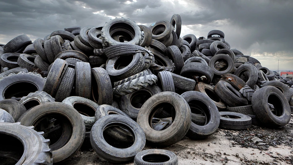end-of-life tires in a pile