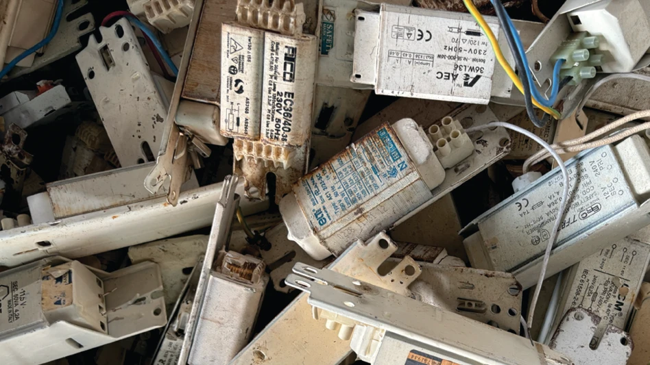 A closeup of old computer parts.