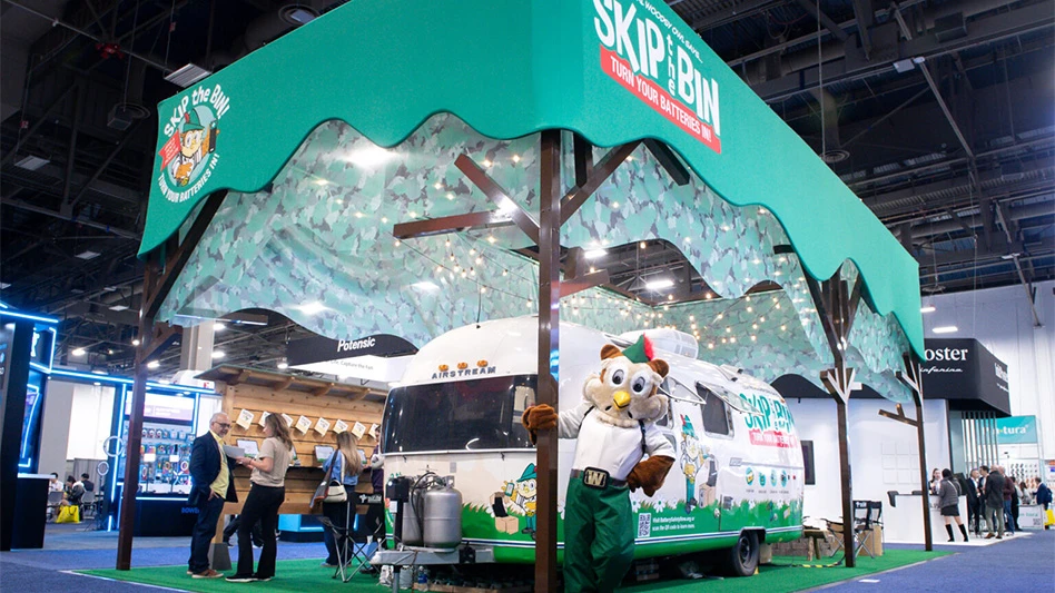 national waste & recycling foundation exhibit with owl mascot