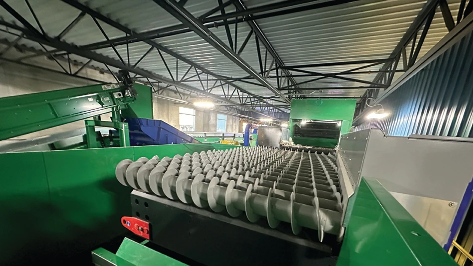 The inside of a material recovery facility.